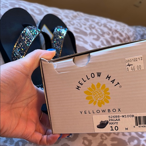 Yellow Box Women's Blue and Gold Sandals - Picture 8 of 9